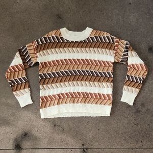 Lety And Me Chevron Patterned Crew Neck Sweater